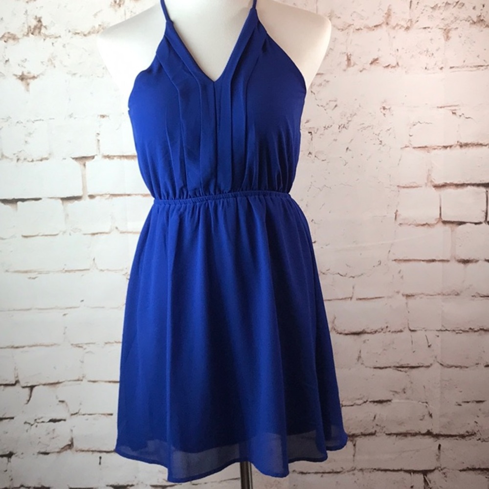 Monteau Blue V-neck Dress Size Small